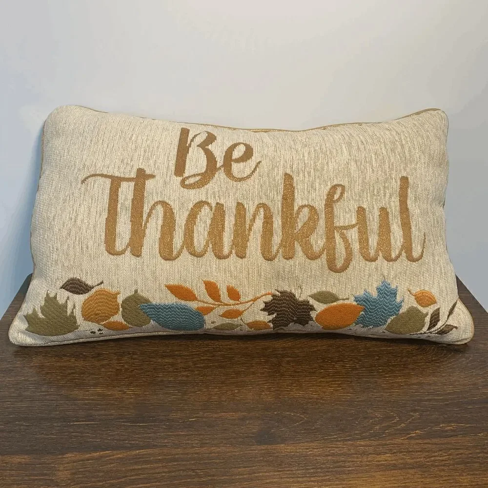 Gauvin Be Thankful Autumn Throw Pillow Home Textile Decoration Brown 12x20''